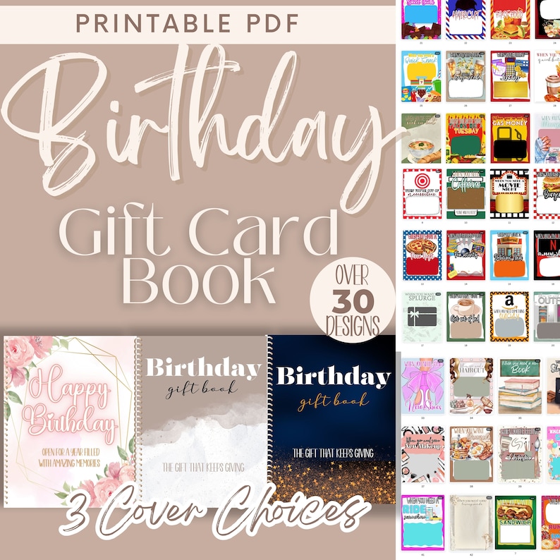 Birthday Gift Card Book for Dad , Birthday Care Package, Printable