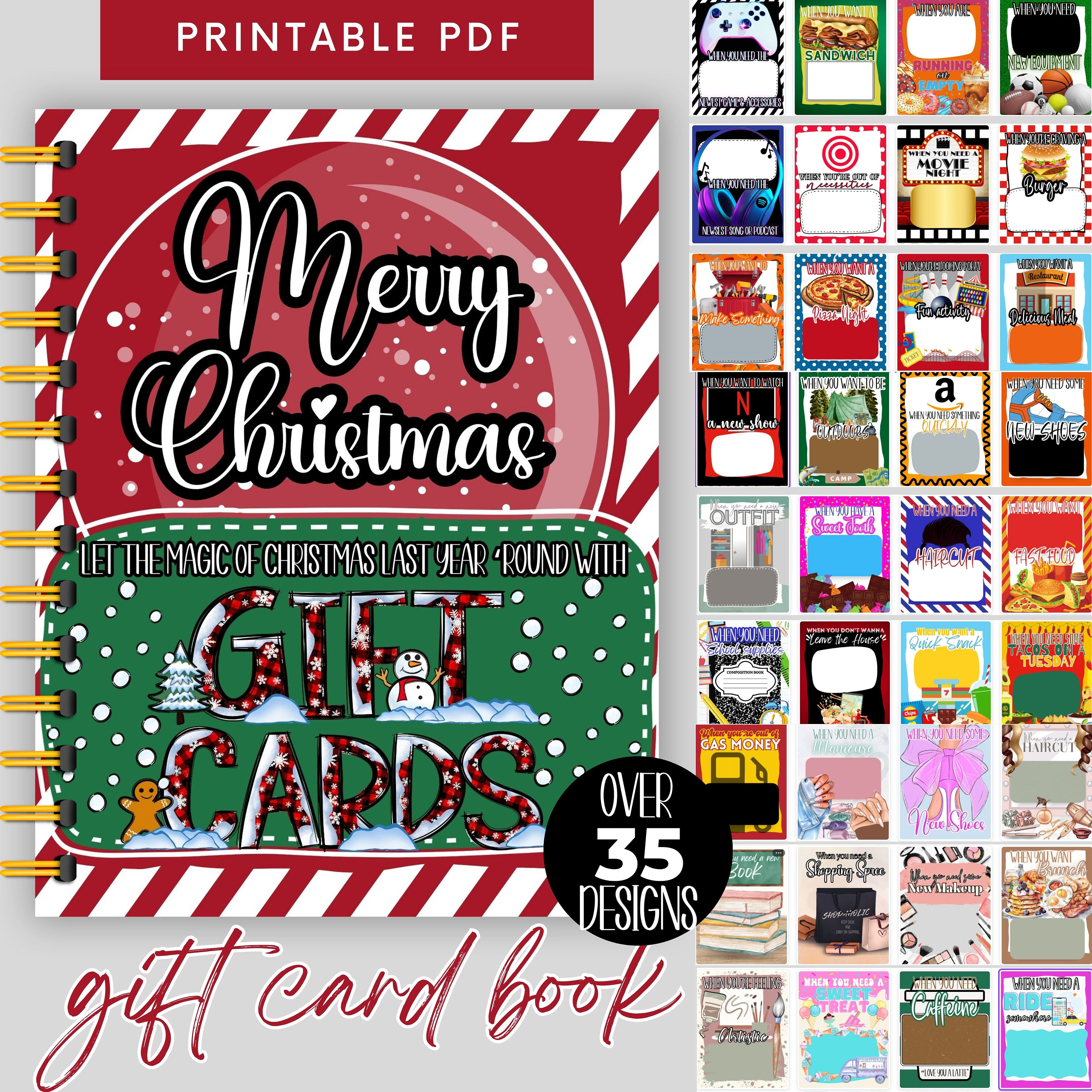 Christmas Gift Card Book, Christmas Gift Card Book Printable Christmas Gift  for Teen, Teenage Christmas Present, Christmas Gift for Kids 