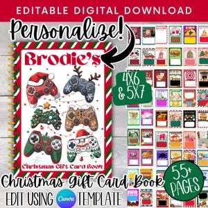 Weihnachtsgeschenkkartenbuch, druckbares Weihnachtsgeschenk für Teenager, personalisiertes Weihnachtsgeschenk für Kinder, personalisierte Weihnachtsgeschenkkartenhalter