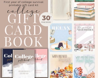 Printable College Gift Card Book, college care package, college gift card book, first year of college gift from parents, thoughtful college