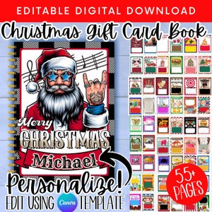 Boek kerstcadeaukaart, afdrukbaar kerstcadeau voor zoon, gepersonaliseerd kerstcadeau voor echtgenoot, bewerkbare houders van kerstcadeaubonnen