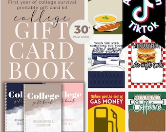 Druckbares College-Geschenkkartenbuch, College-Pflegepaket, College-Geschenkkartenbuch, Geschenk der Eltern für das erste Jahr des Colleges, aufmerksames College