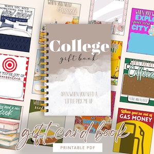 College cadeaukaartboek, college zorgpakket, afdrukbaar college cadeaukaartboek, eerste jaar college cadeau van ouders, doordachte universiteit