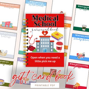 Medische school cadeaukaartboek, afdrukbaar overlevingscadeau medische school, dokter Waarderingscadeau
