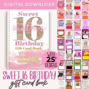 Geschenkkartenbuch zum 16. Geburtstag, Geschenkkartenbuch zum 16. Geburtstag zum Ausdrucken, Geschenk zum 16. Geburtstag für die Tochter, Geburtstagsgeschenk von den Eltern