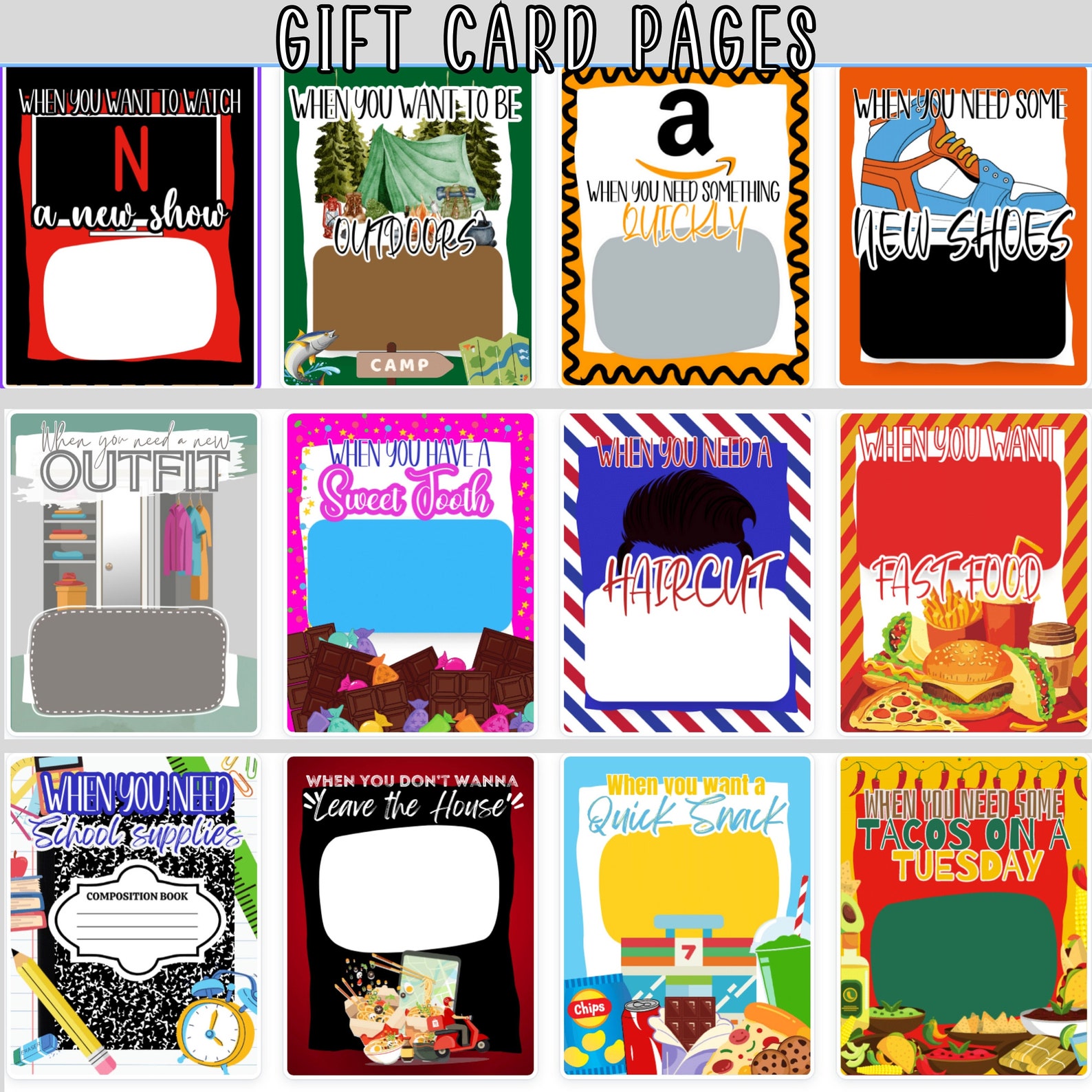 Printable Christmas Gift Card Book, Christmas Gift for Kids, Christmas