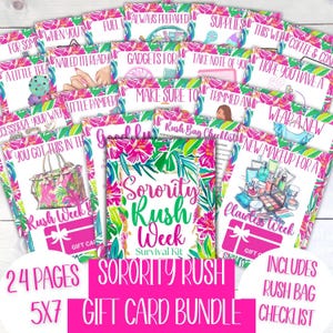 Sorority Rush Week Geschenk - Sorority Geschenkbox - Druckbare Sorority Rush Geschenkkartenhalter Buch, Sorority Setting Rush Week Checklist Geschenk