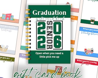 Printable College Gift Card Book, 2026 graduation gift for senior 2026, college care package, first year of college gift from parents