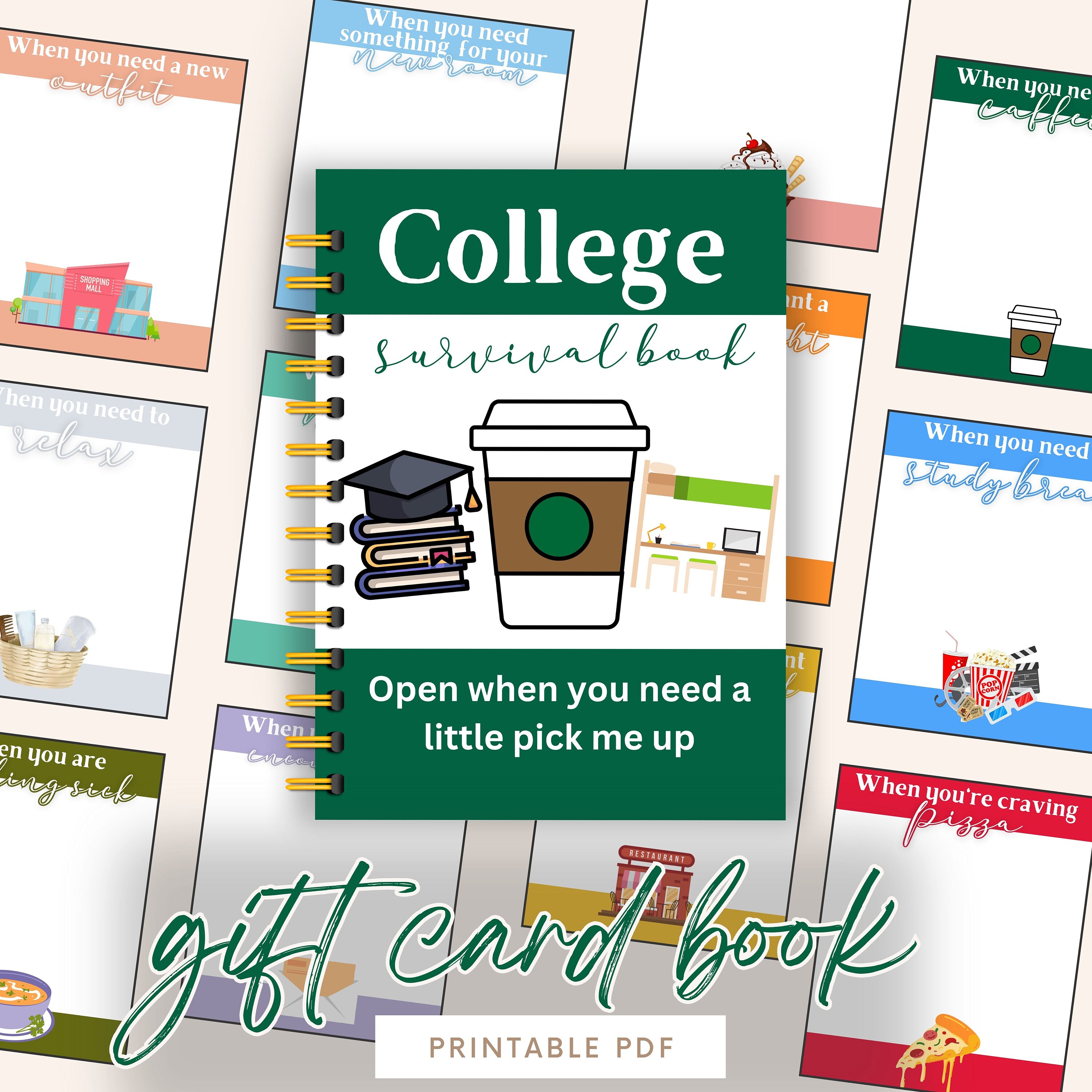 College Gift Card Book College Care Package (Instant Download) Etsy