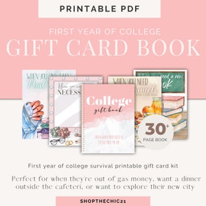College cadeaukaartboek, college zorgpakket, afdrukbaar college cadeaukaartboek, eerste jaar college cadeau van ouders, doordachte universiteit