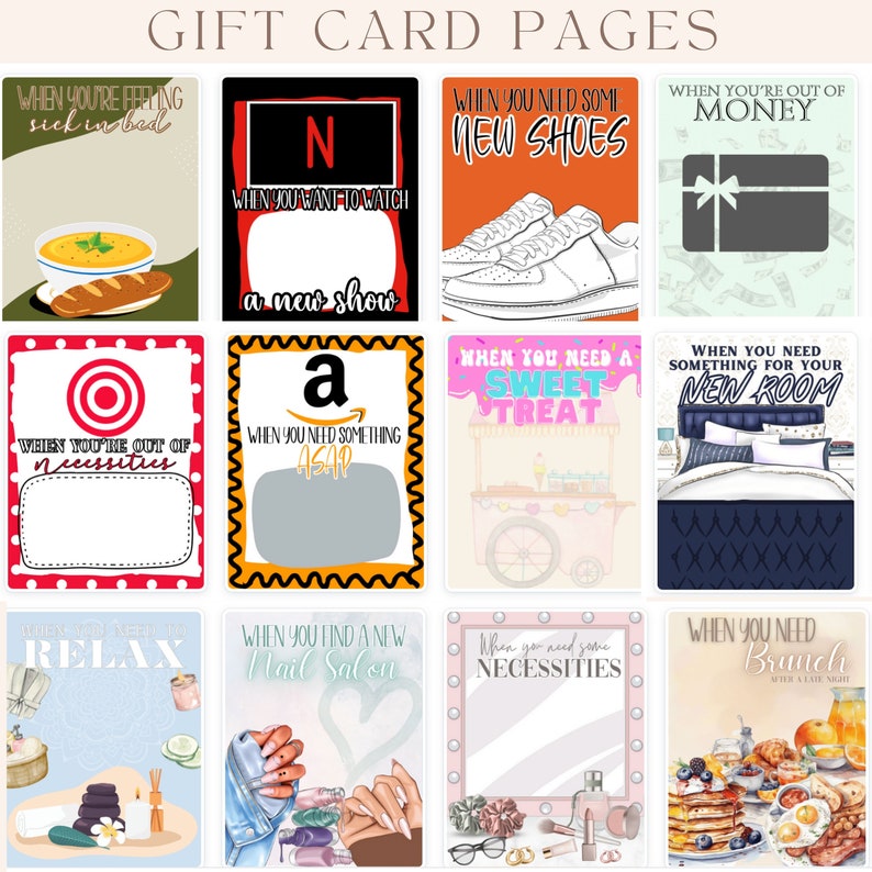 Printable College Gift Card Book College Care Package Etsy