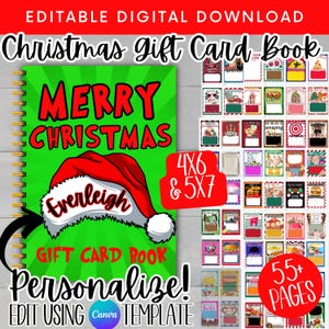 Boek kerstcadeaukaart, afdrukbaar kerstcadeau voor tiener, gepersonaliseerd kerstcadeau voor kinderen, gepersonaliseerde kerstcadeaukaarthouders