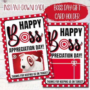 Boss’s Day Gift Card Holder, Boss Appreciation Day, Boss care package, printable boss gift card, gift for boss from employee, bosses present