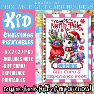 Weihnachten Geschenk Kartenbuch für Kinder Erlebnis Geschenke, Kinder Gutscheinbuch Geschenk für Tochter, druckbare Geschenkkartenhalter, sofortige Geschenkanhänger, diy