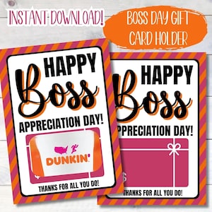 Boss’s Day Gift Card Holder, Boss Appreciation Day, Boss care package, printable boss gift card, gift for boss from employee, bosses present