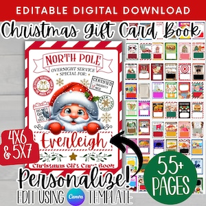 Libro dei biglietti regalo di Natale, regalo di Natale stampabile per adolescenti, regalo di Natale personalizzato per bambini, porta biglietti regalo di Natale personalizzati