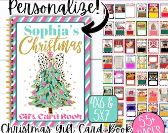 Preppy Christmas Gift Card Book, Printable Christmas gift for teen, Personalized retro Christmas gift for daughter,Christmas giftcard holder