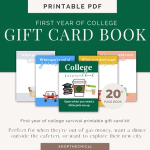 College cadeaukaart boek, college zorgpakket, afdrukbaar college cadeaukaart boek, eerste jaar college cadeau van ouders, attent college