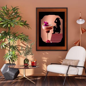 Ladies Cocktail Bar Cart Printable Wall Art, Elegant Home Bar or Room Poster, Aesthetic Print, Stylish Pub and Home Decor, Digital Download