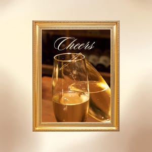 Cheers With Wine Bar Cart Wall Art Print, Elegant Home Bar, Dining Room, Den and Pub Decor, Stylish Wine Aesthetic Charm, Digital Download
