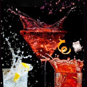Splashing Cocktails Bar Cart Printable Wall Art, Elegant Home or Bar Room Art, Aesthetic Print, Stylish Pub and Home Decor, Digital Download