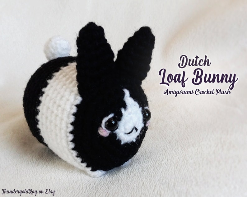 Dutch Loaf Bunny Amigurumi Crochet Black and White Rabbit - Etsy
