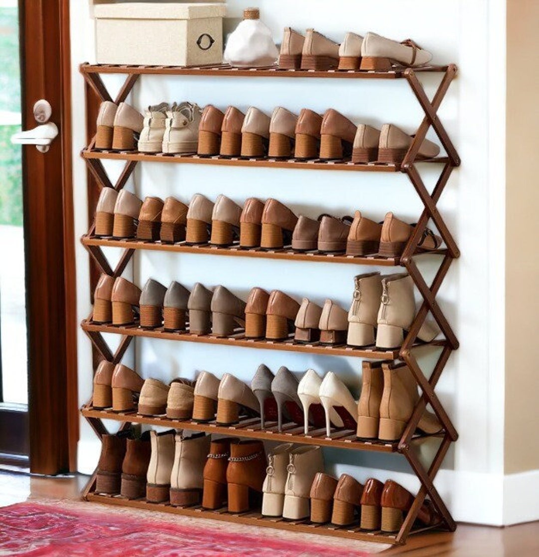 Bamboo Shoe Rack Dustproof Shoe Storage Entryway Shoe Etsy