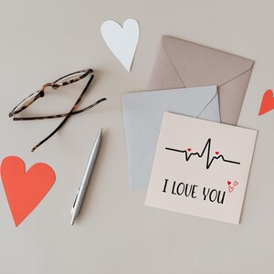 Cartão-presente I Love You Heartbeat – Arte tipográfica moderna, citação da moda, arte digital e para impressão, presente para ela, pronto para impressão, download digital