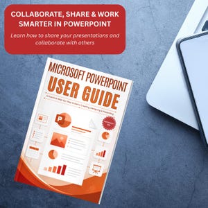 Puede incluir: Un manual de usuario de Microsoft PowerPoint con una cubierta blanca que presenta gr&aacute;ficos en naranja, diagramas y el texto "Microsoft PowerPoint User Guide: A Practical Step-by-Step Guide to Creating, Designing & Presenting" y "Microsoft 365".