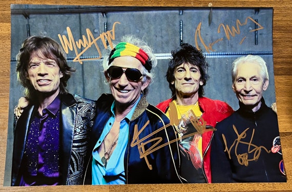 The Rolling Stones Full Band Signed Autographed 8x12 Inch Photo +