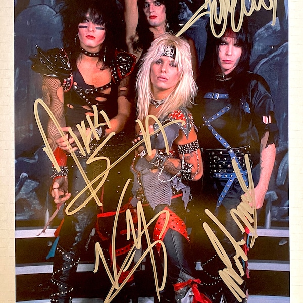 Motley Crue full band signed autographed 8x12 photo + COA autographs