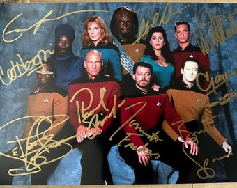 Star Trek The Next Generation Cast Signed Autographed 8x12 Inch Photo + COA