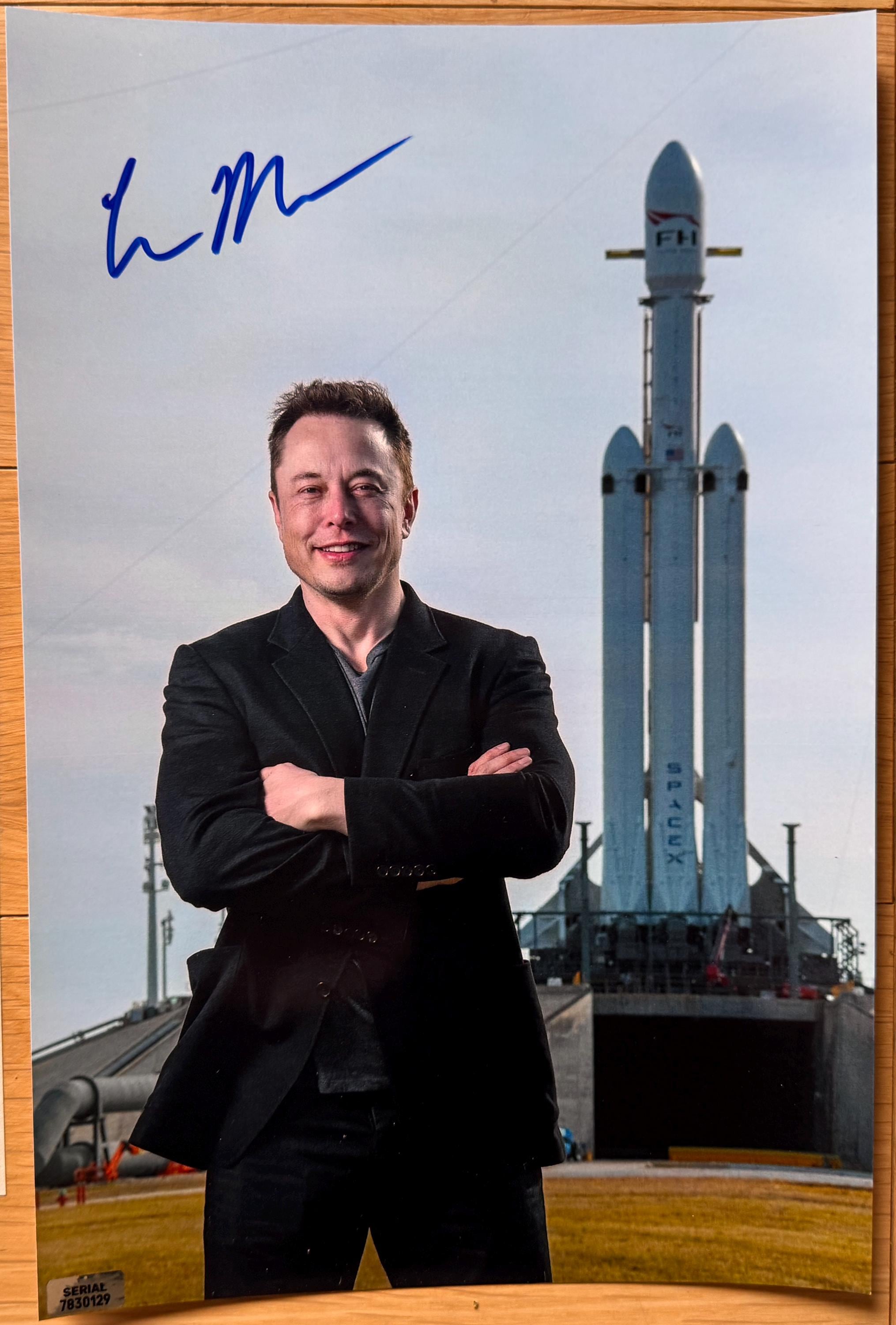 Elon Musk Signed Autographed 8x12 Photo Tesla Spacex Twitter