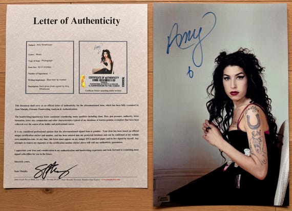 Amy Winehouse Signed Autographed 8x12 Inch Photo COA