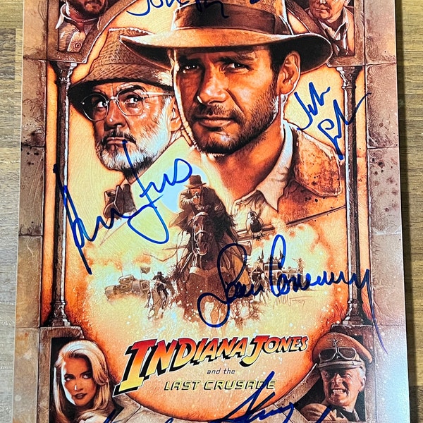 Indiana Jones and the Last Crusade full cast signed autographed 8x12 inch photo + COA