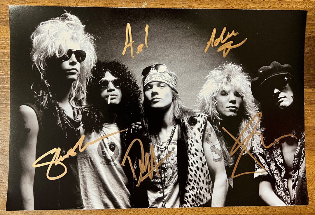 Guns N' Roses Full Band Signed Autographed 8x12 Inch Photo + COA