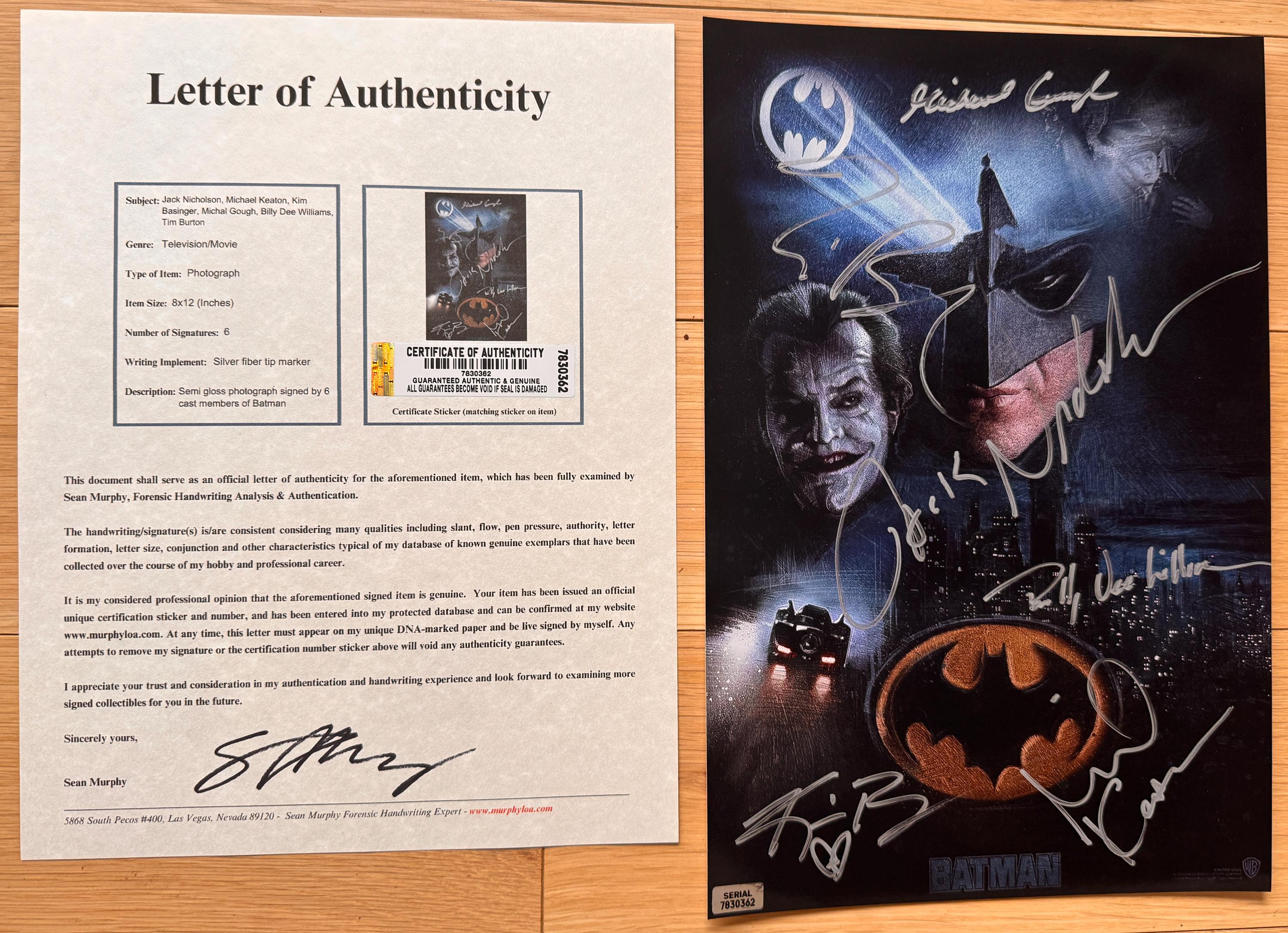 Batman 1989 Full Cast Signed Autographed 8x12 Inch Photo + COA - Etsy