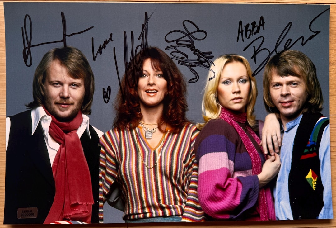 ABBA full original band signed autographed 8x12 inch photo +