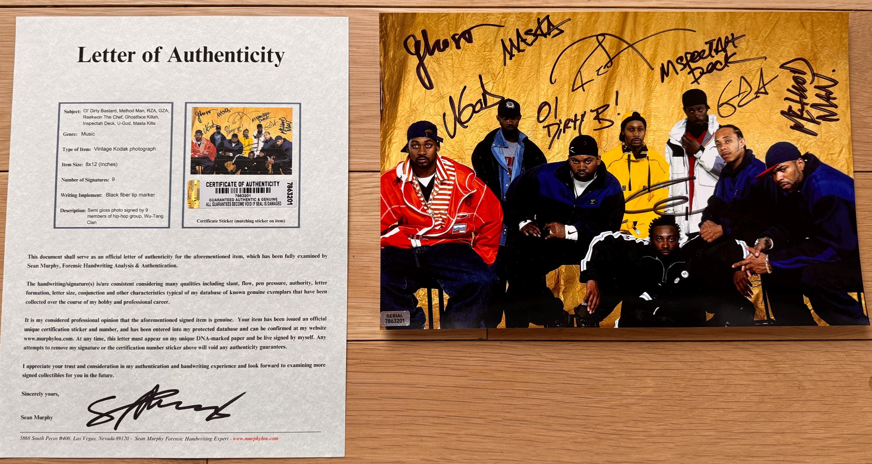 Wu-tang Clan Full Original Group Band Signed Autographed 8x12 Inch