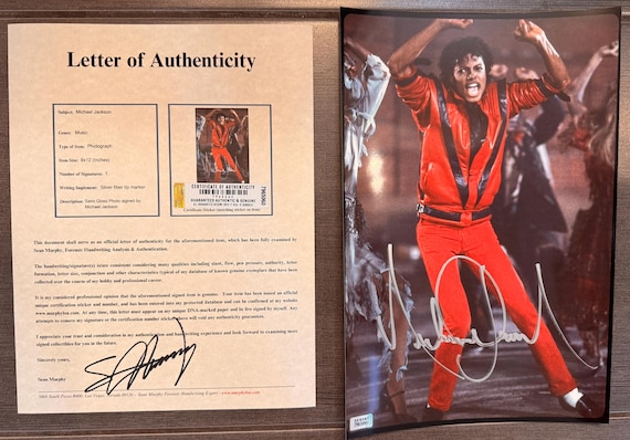 Michael Jackson Thriller Signed Autographed 8x12 Inch Photo + COA
