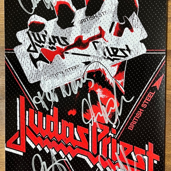 Judas Priest full band signed autographed 8x12 inch photo + COA