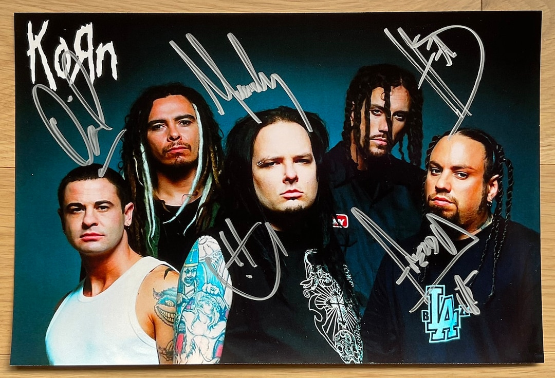 KORN 直筆サイン入りトート 本物 Korn Full Original Band Signed Autographed 8x12 Inch Photo +