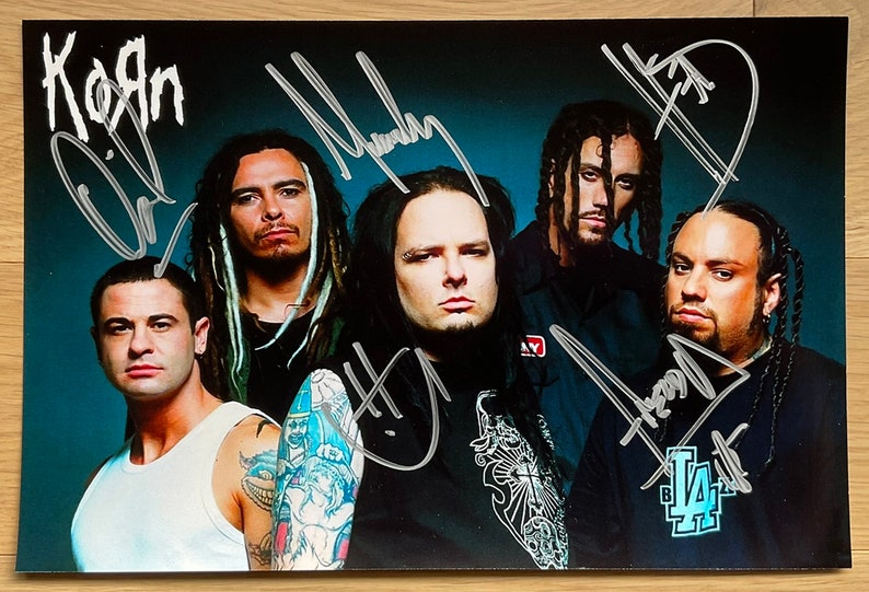 Korn full original band signed autographed 8x12 inch photo COA image 1