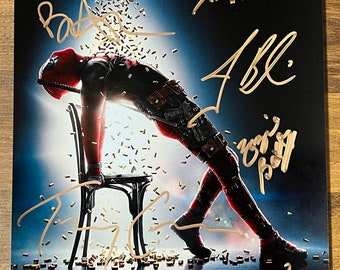 Deadpool elenco completo firmado foto autografiada de 8x12 pulgadas + COA