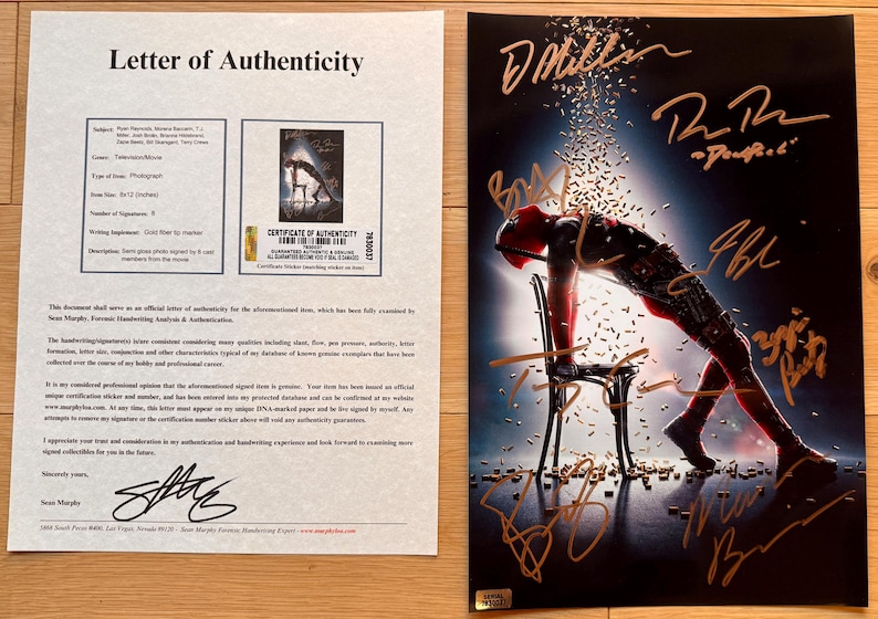 Deadpool Complete Cast Signed Autographed 8x12 Inch Photo + COA - Etsy