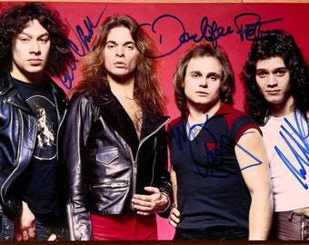 Banda original completa de Van Halen Foto autografiada y firmada de 8x12 pulgadas + COA