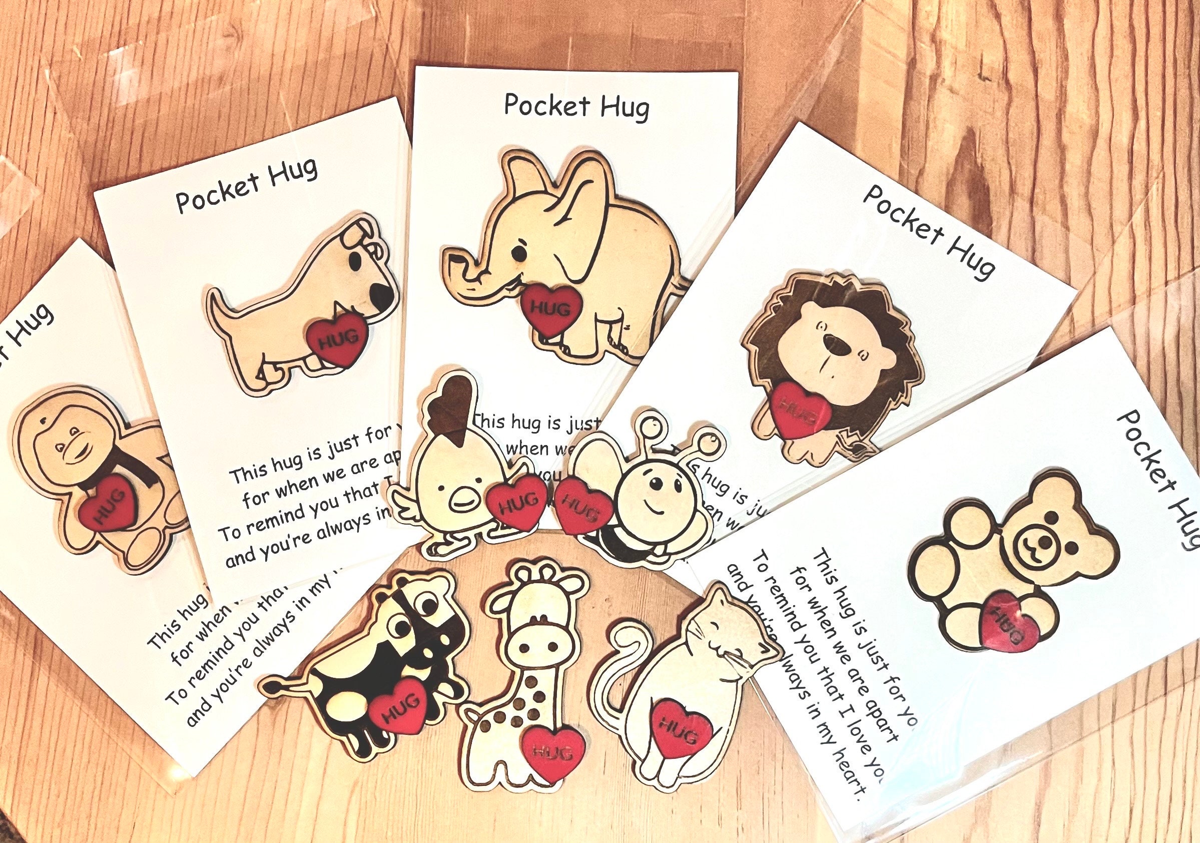 Pocket Hug Animals Pocket Hug Card Pocket Hug Token Pocket Hug - Etsy