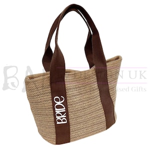 Personalisierte Stroh-Effekt-Strandtasche - Pool-Tasche - Urlaubsbereit