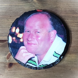 Zwarte leisteen foto-onderzetter - bruiloft - jubileum - verjaardag - Moederdag - Vaderdag - vertrek - herdenkingscadeau