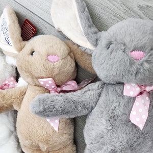 Personalised Soft Bunny Teddy Easter Birthday Gift Plush Plushie Cuddly Rabbit Name Plush image 2